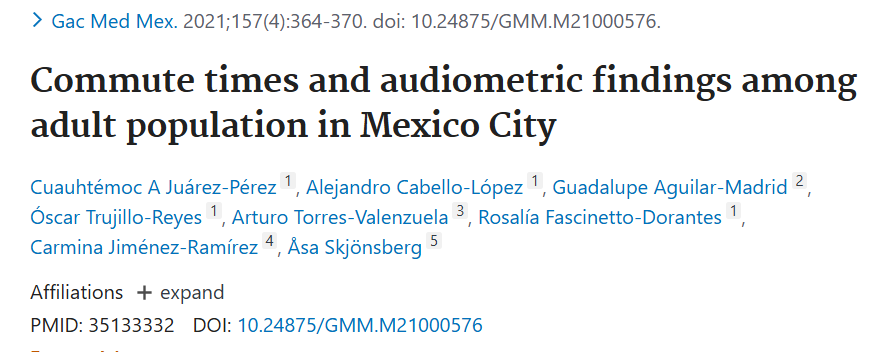 Gráfico de ruido de tráfico y audición